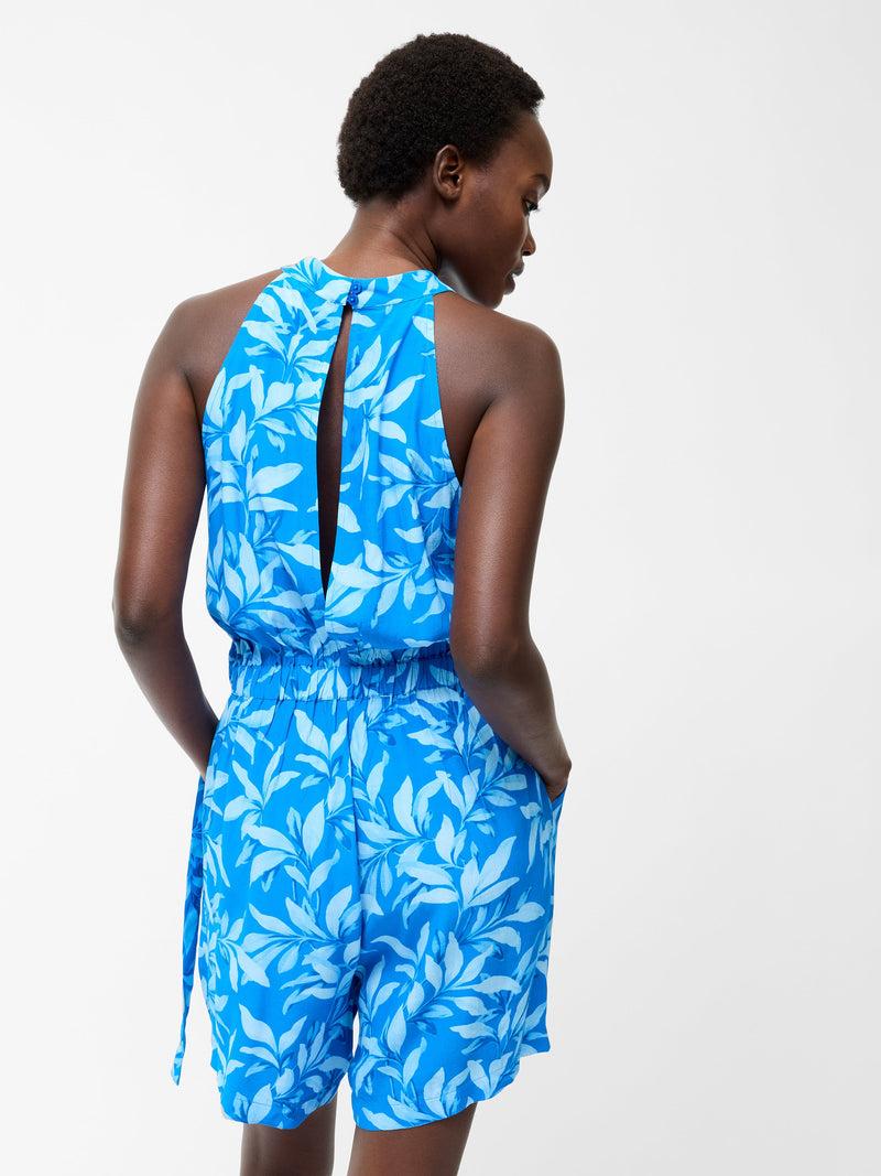French Connection Avalina Halterneck Playsuit Blue Sea Star