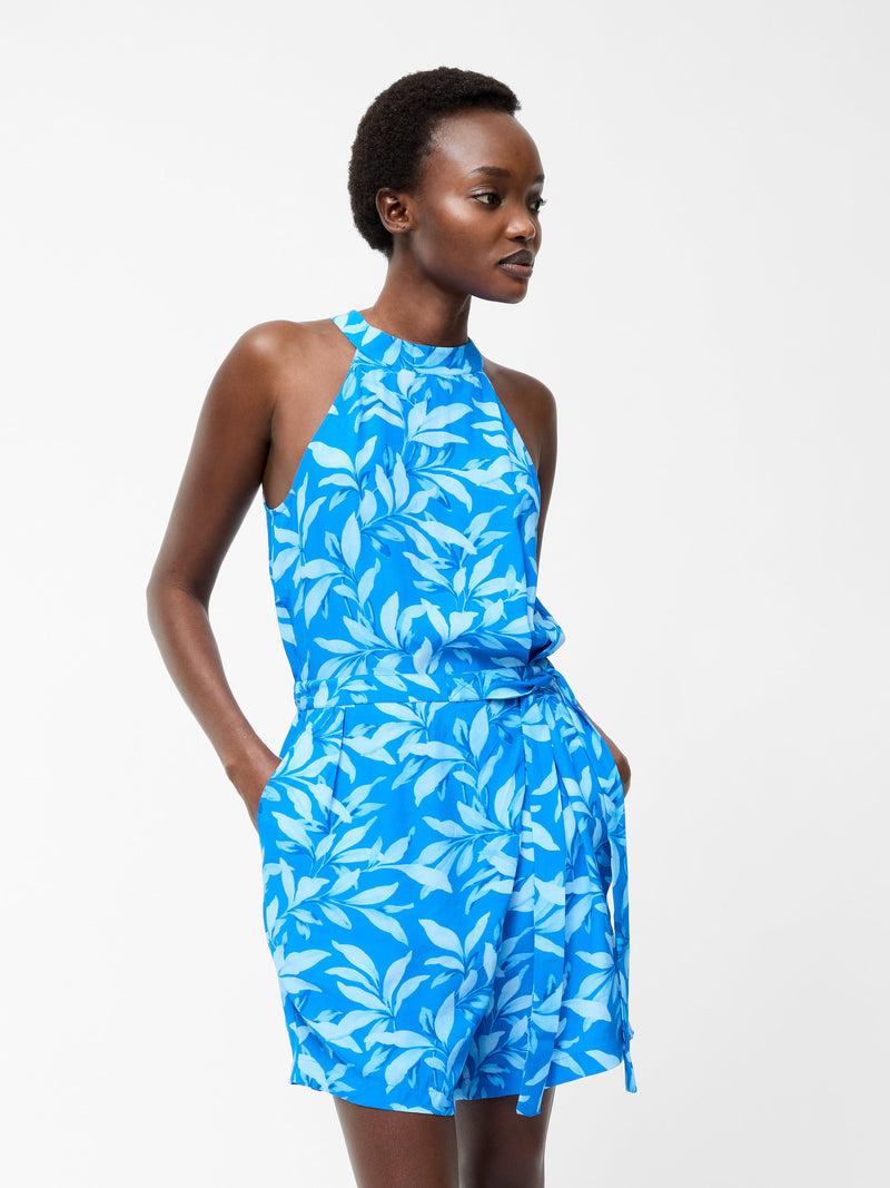 french connection Avalina Halterneck Playsuit Blue Sea Star