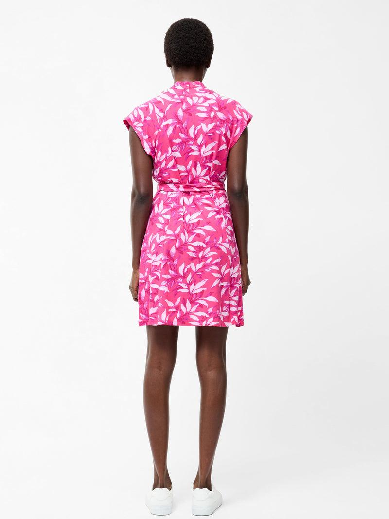 French Connection Avalina V Neck Mini Dress Raspberry Sorbet