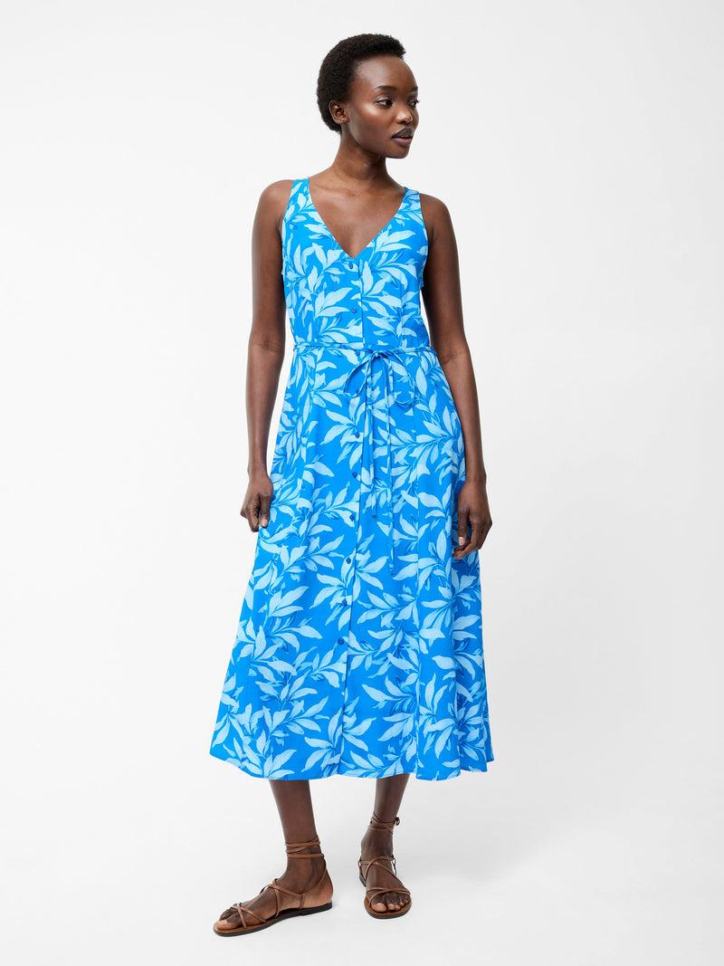 French Connection Avalina V Neck Sleeveless Midi Dress Blue Sea Star