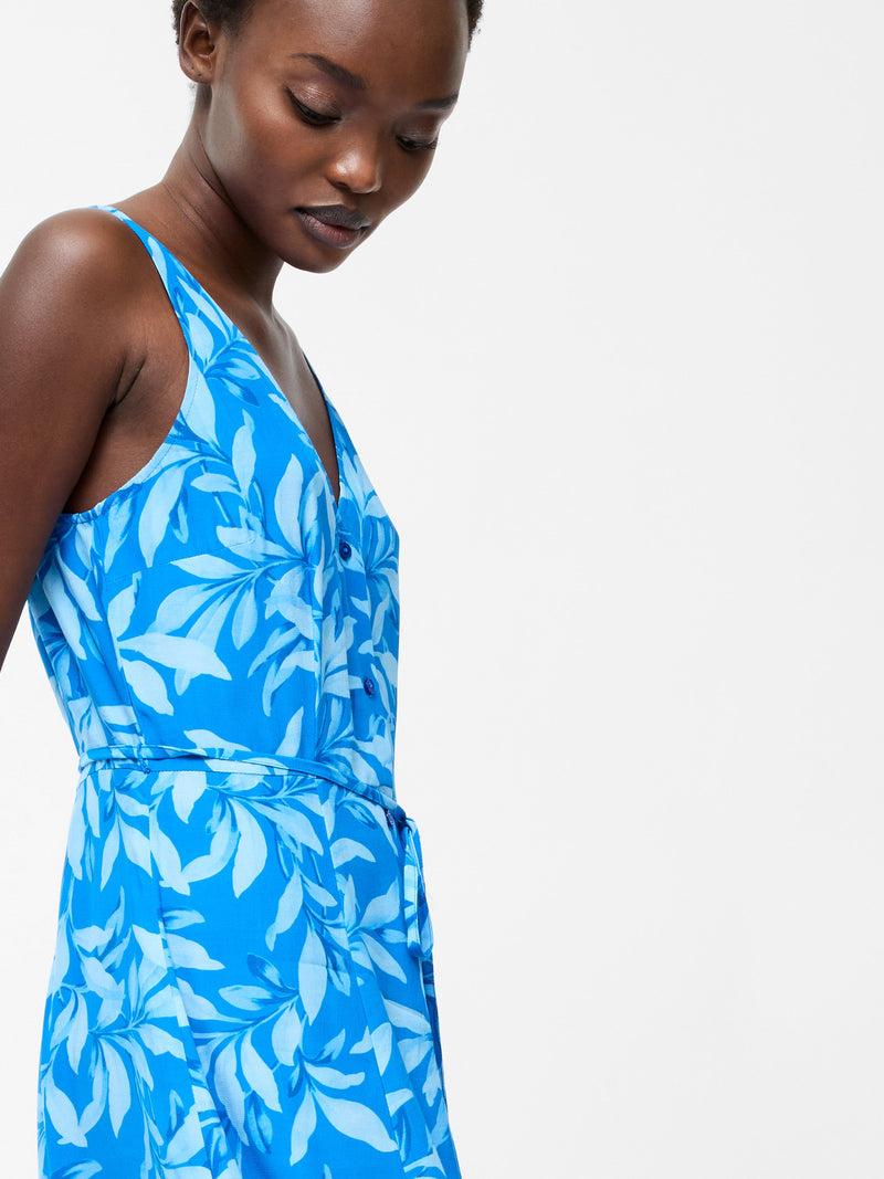 French Connection Avalina V Neck Sleeveless Midi Dress Blue Sea Star
