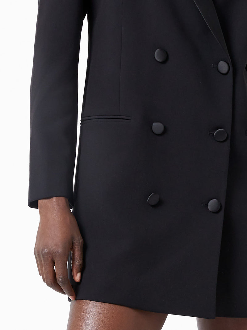 French Connection Azra Carey Satin Collar Mini Blazer Dress Black