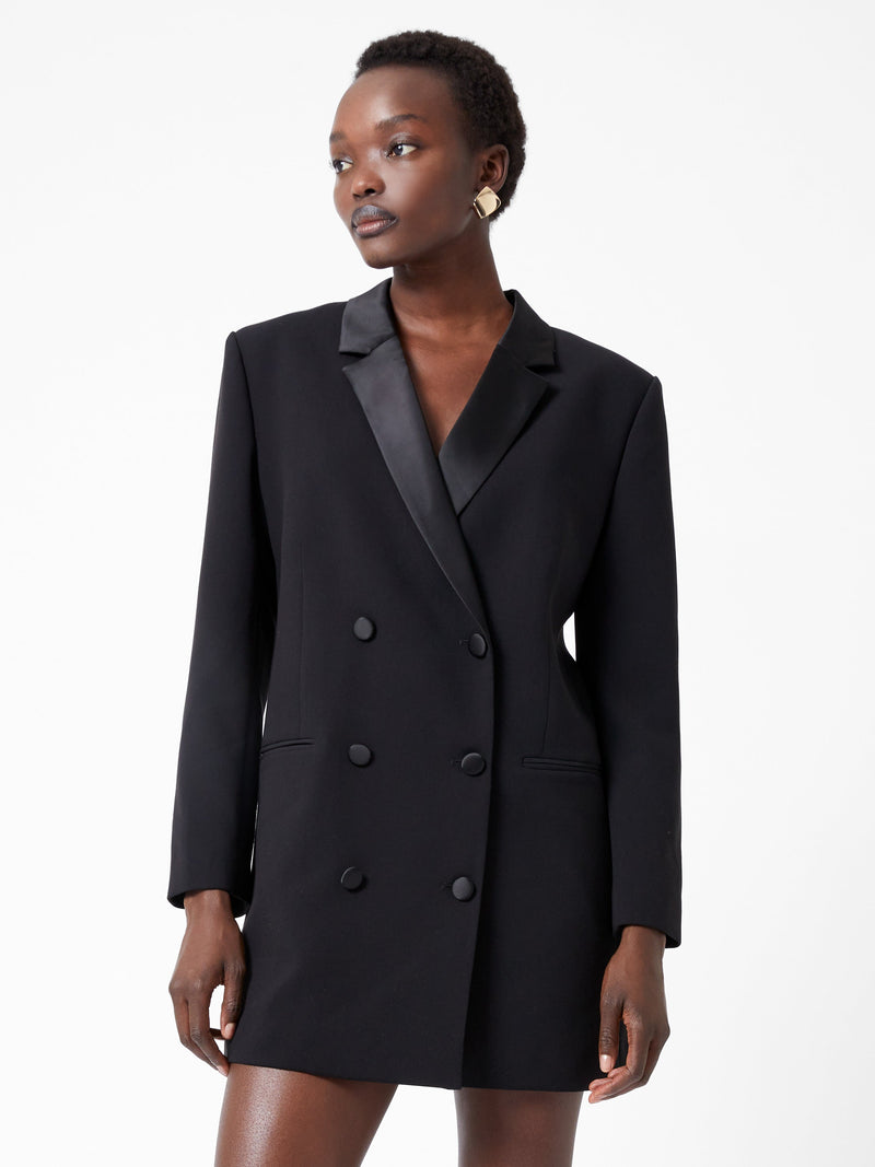 french connection Azra Carey Satin Collar Mini Blazer Dress Black