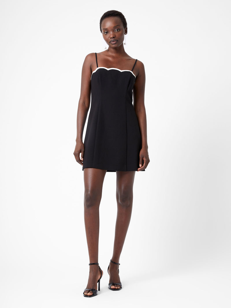 French Connection Azra Contrast Mini Dress Black/Porcelain Crm