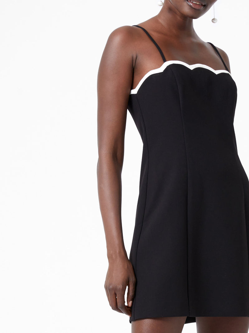 French Connection Azra Contrast Mini Dress Black/Porcelain Crm