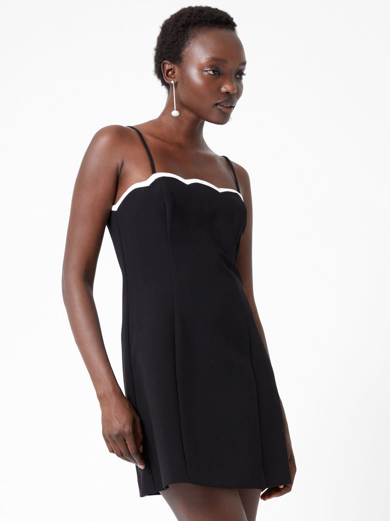 french connection Azra Contrast Mini Dress Black/Porcelain Crm