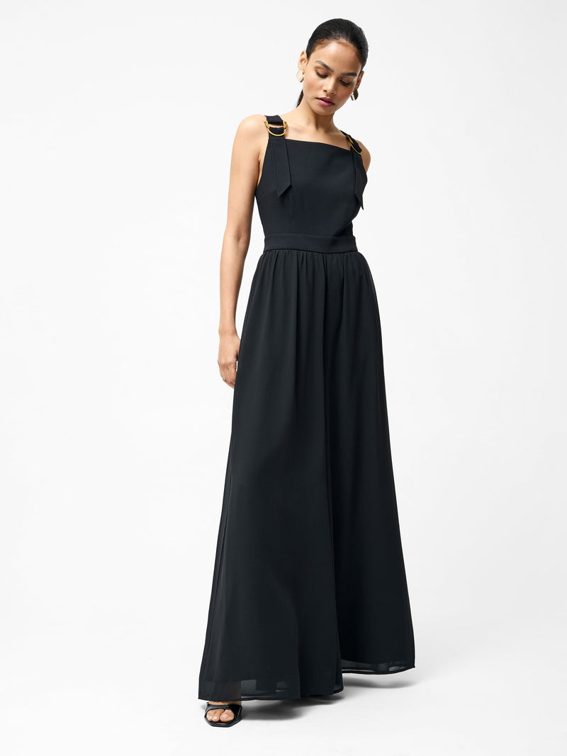 French Connection Azra Eden Mix Wide Leg Jumpsuit Black