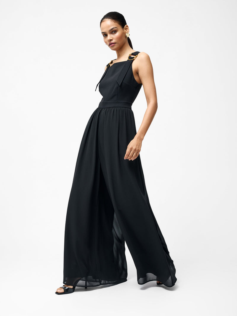 french connection Azra Eden Mix Wide Leg Jumpsuit Black