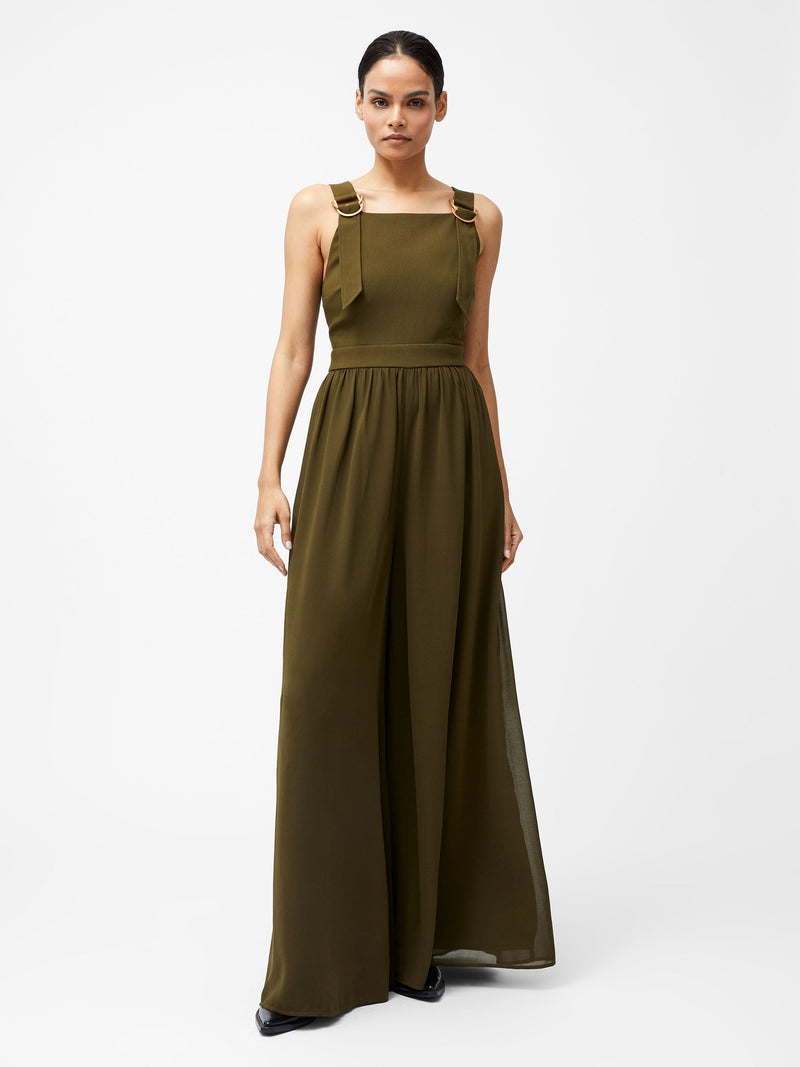 French Connection Azra Eden Mix Wide Leg Jumpsuit Khaki
