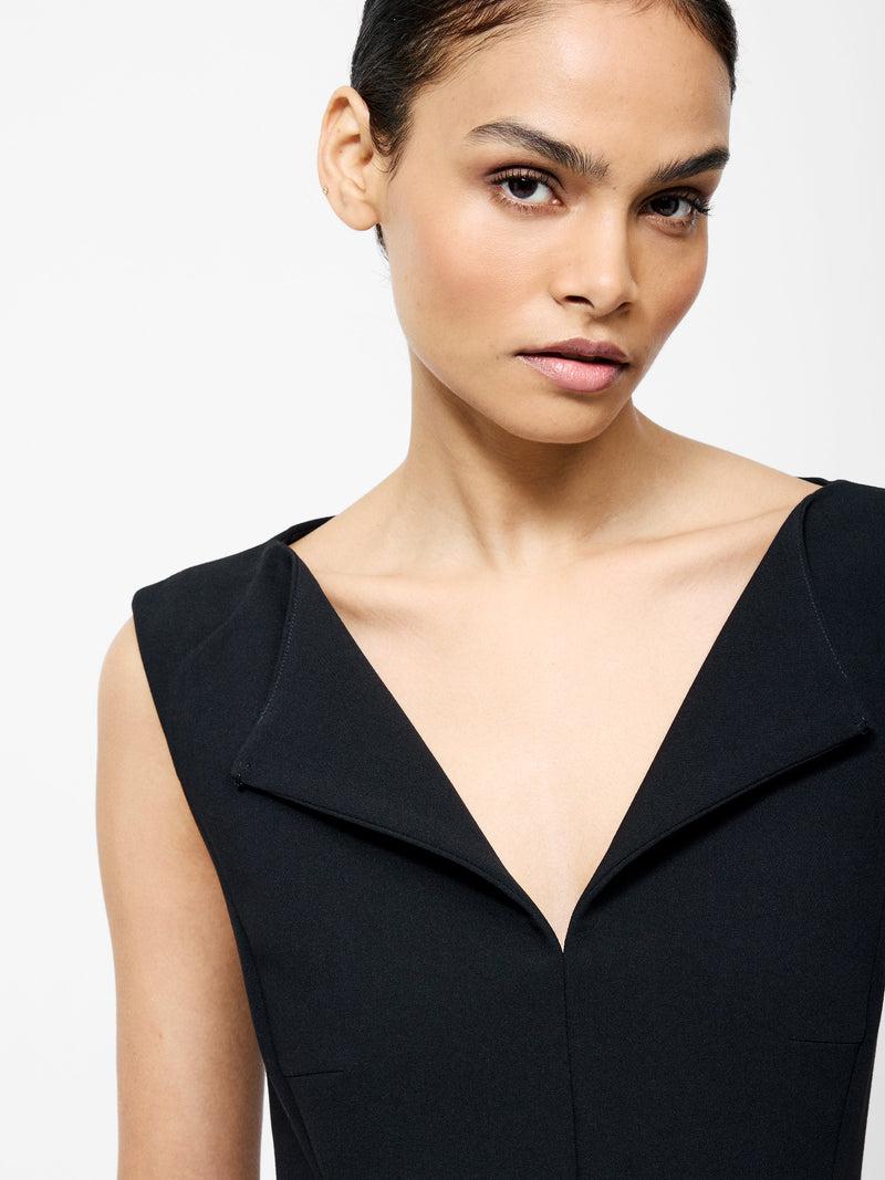 French Connection Azra Twill Pleated Mini Dress Black
