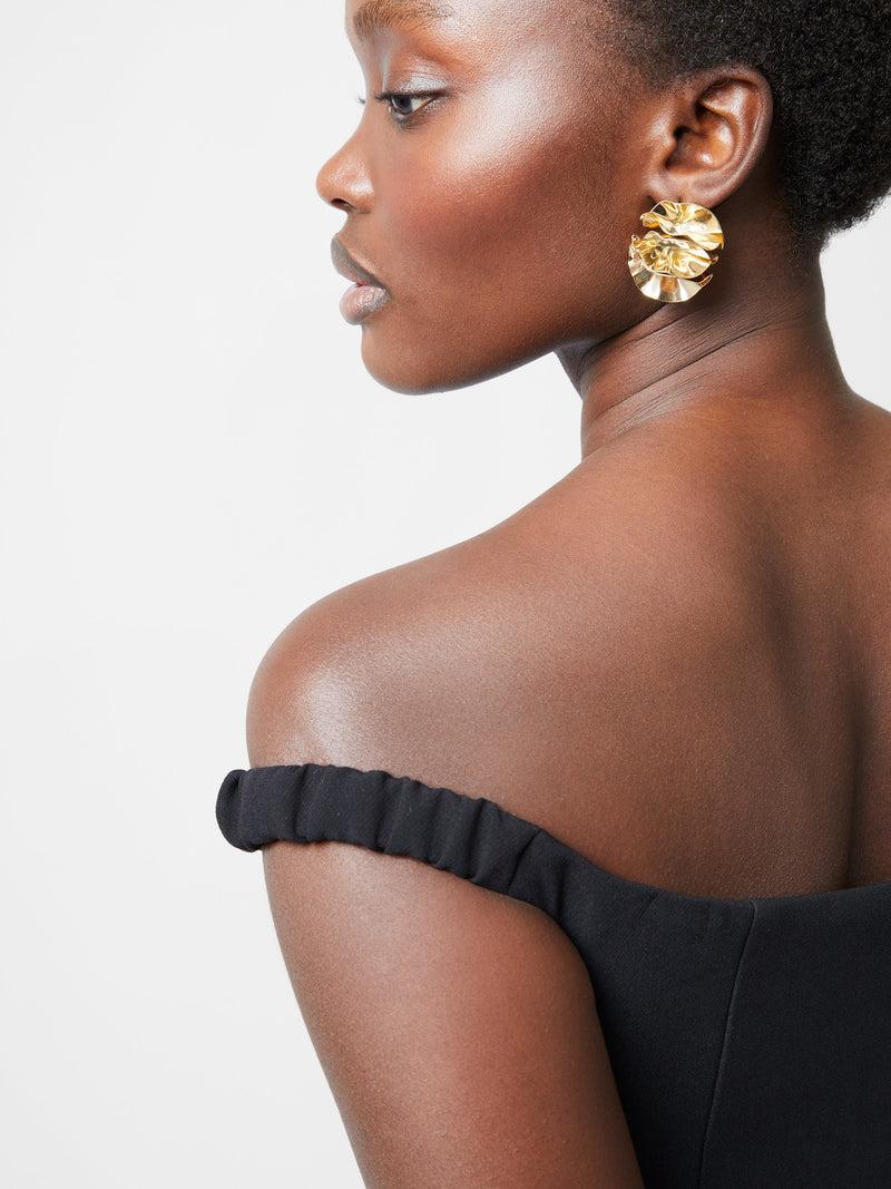 French Connection Azra Twill Sweetheart Bardot Mini Dress Black