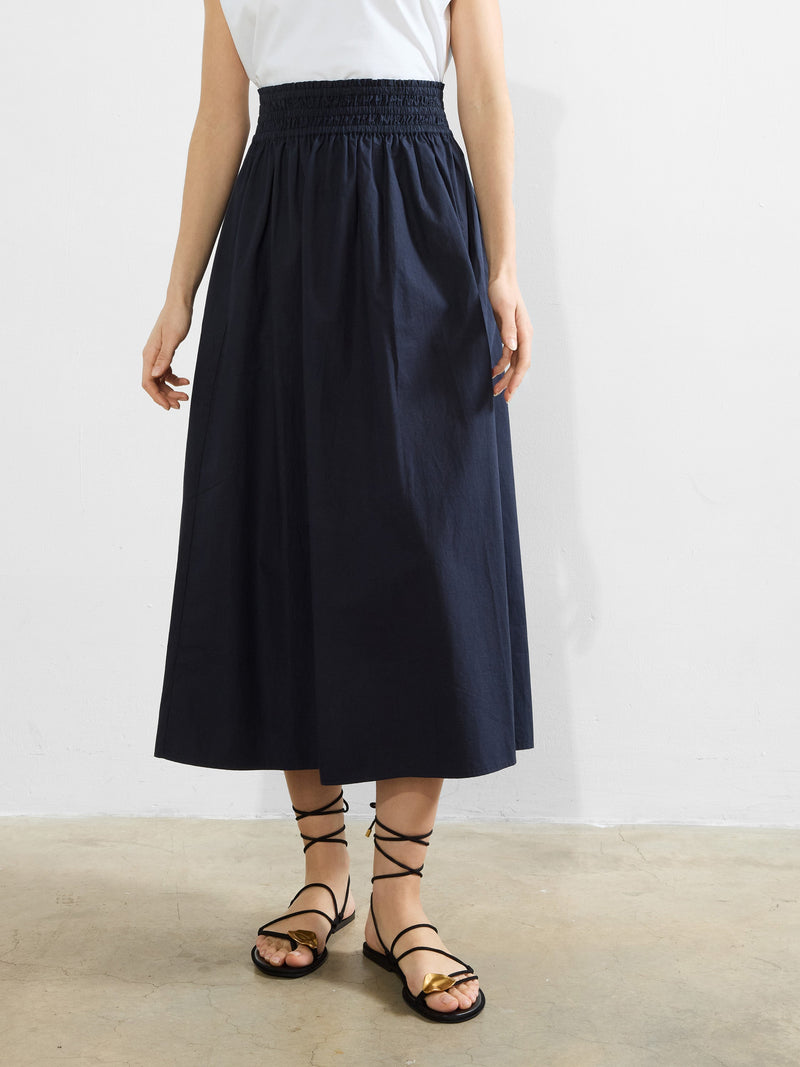 French Connection Barletta Poplin Square Skirt Navy