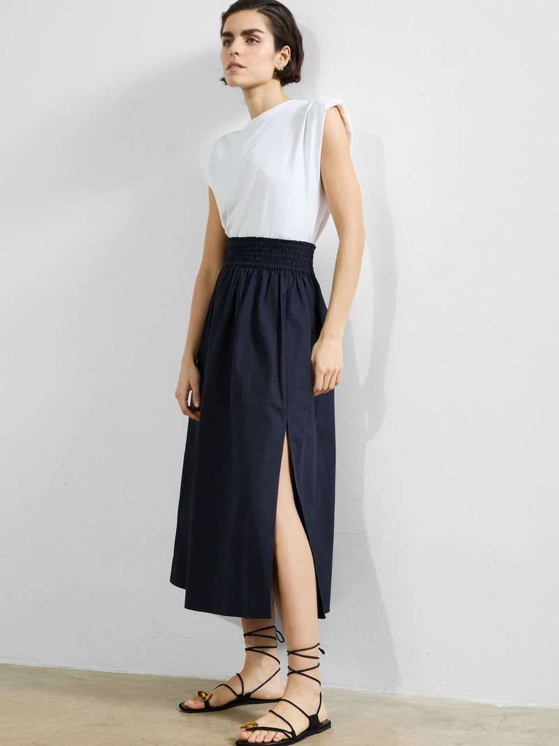 french connection Barletta Poplin Square Skirt Navy