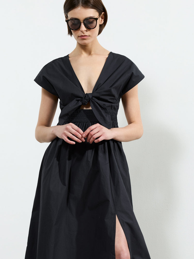 french connection Barletta Poplin Tie Midi Dress Navy