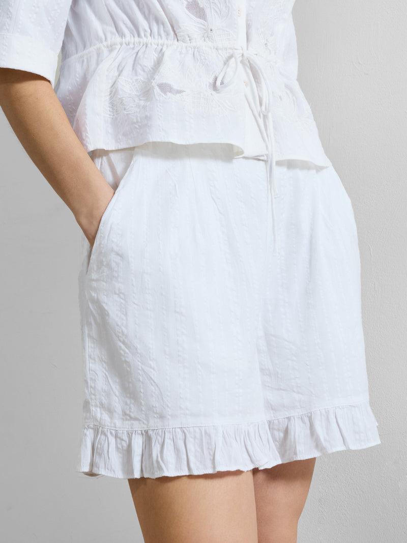 French Connection Barnet Cotton Striped Shorts Linen White