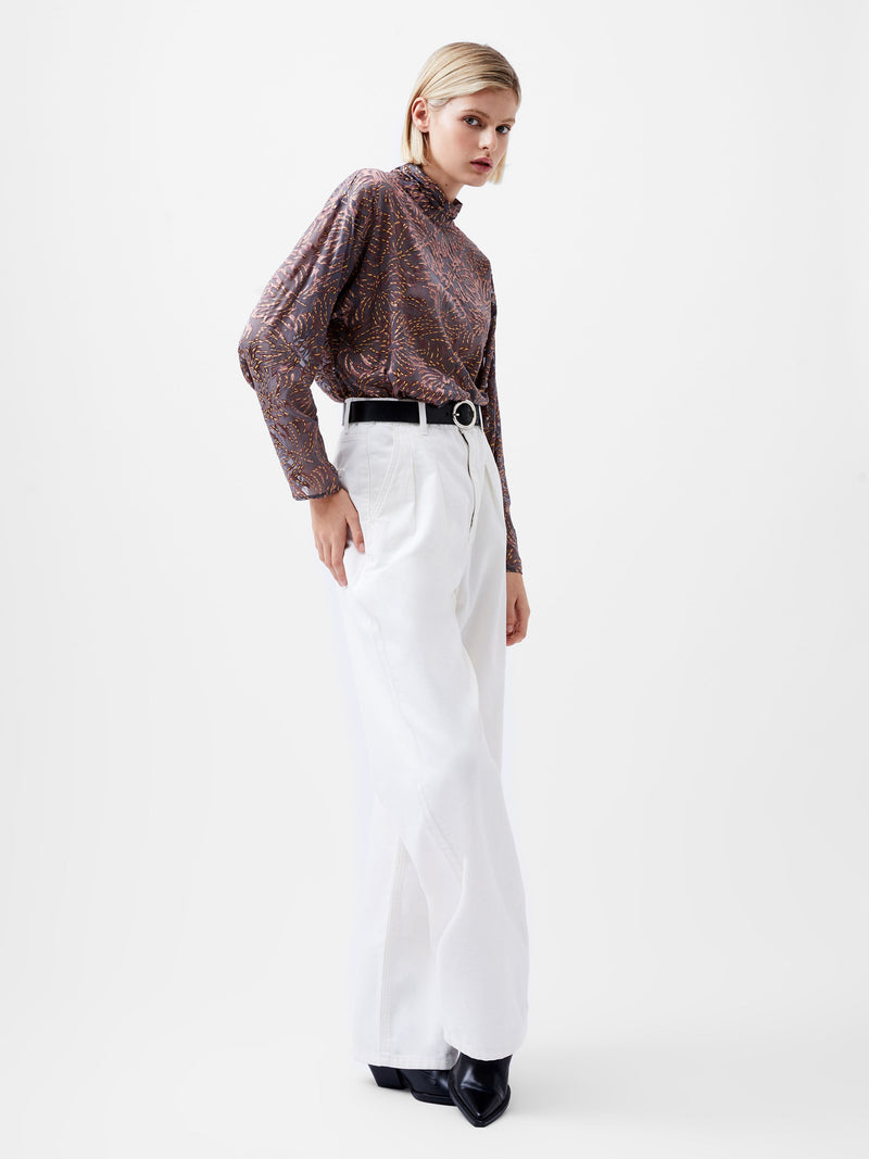 French Connection Becky Devore Turtle Neck Top Bronze Multi