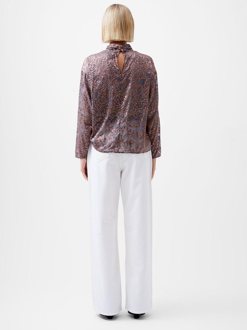 French Connection Becky Devore Turtle Neck Top Bronze Multi