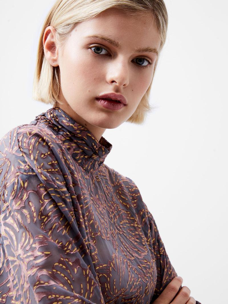 french connection Becky Devore Turtle Neck Top Bronze Multi