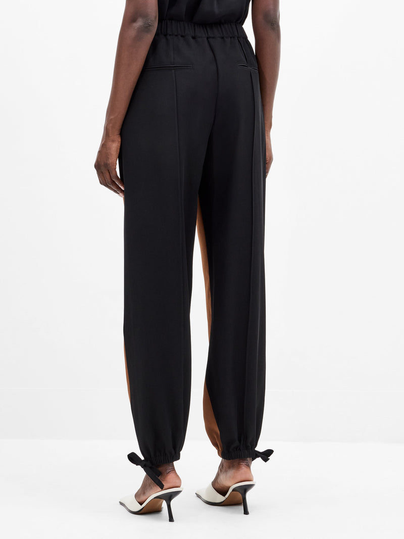 French Connection Bella Twill Contrast Trousers Black Peacan Neutral