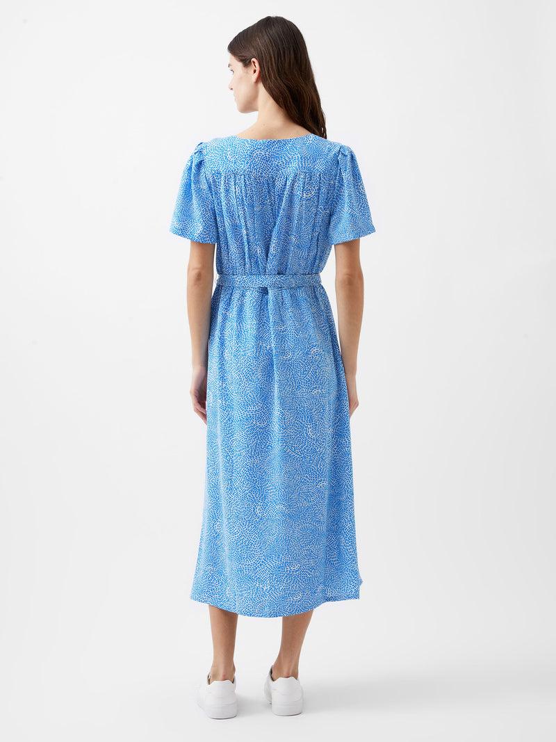 French Connection Bernice Elitan Button Through Dress Blue Mist/Blue Seastar