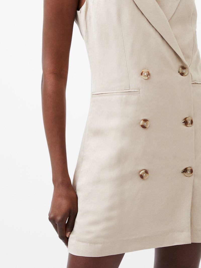 French Connection Birdie Linen Sleeveless Blazer Dress Wild Wheat