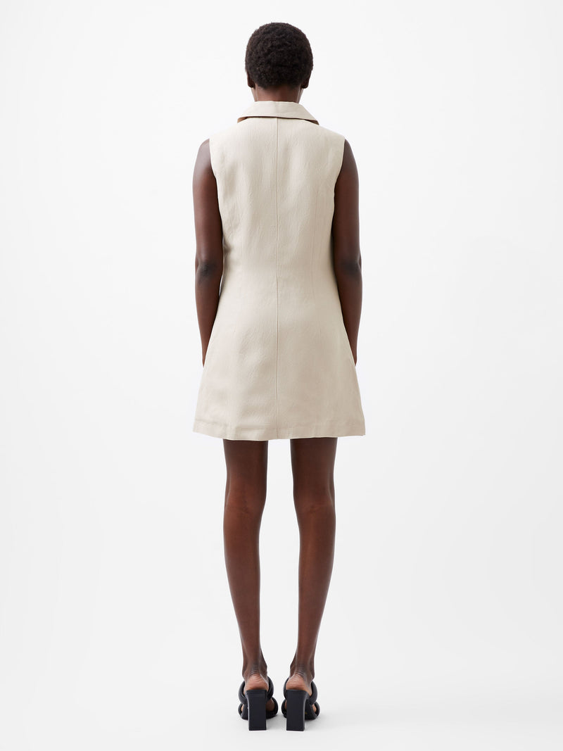 French Connection Birdie Linen Sleeveless Blazer Dress Wild Wheat