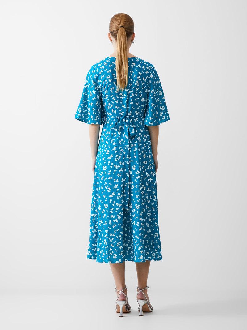 French Connection Bonita Wrap Angel Dress Peacock/White