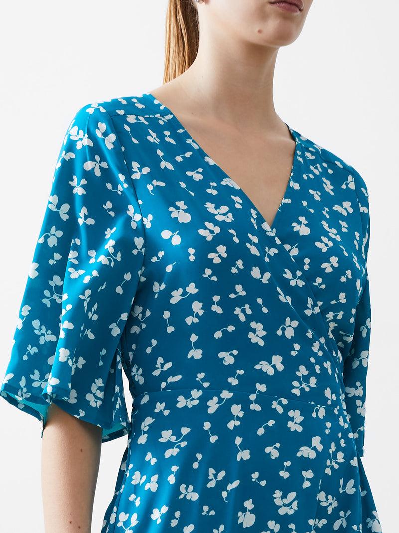 French Connection Bonita Wrap Angel Dress Peacock/White