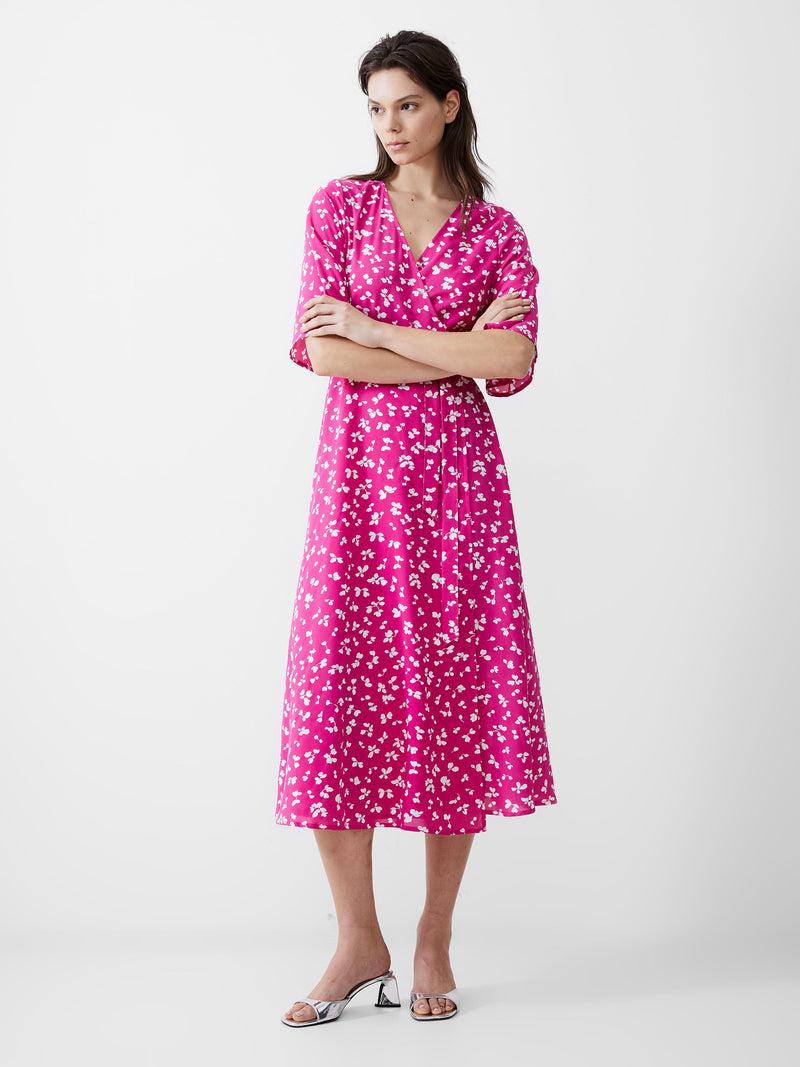 french connection Bonita Wrap Angel Dress Wild Rosa/White
