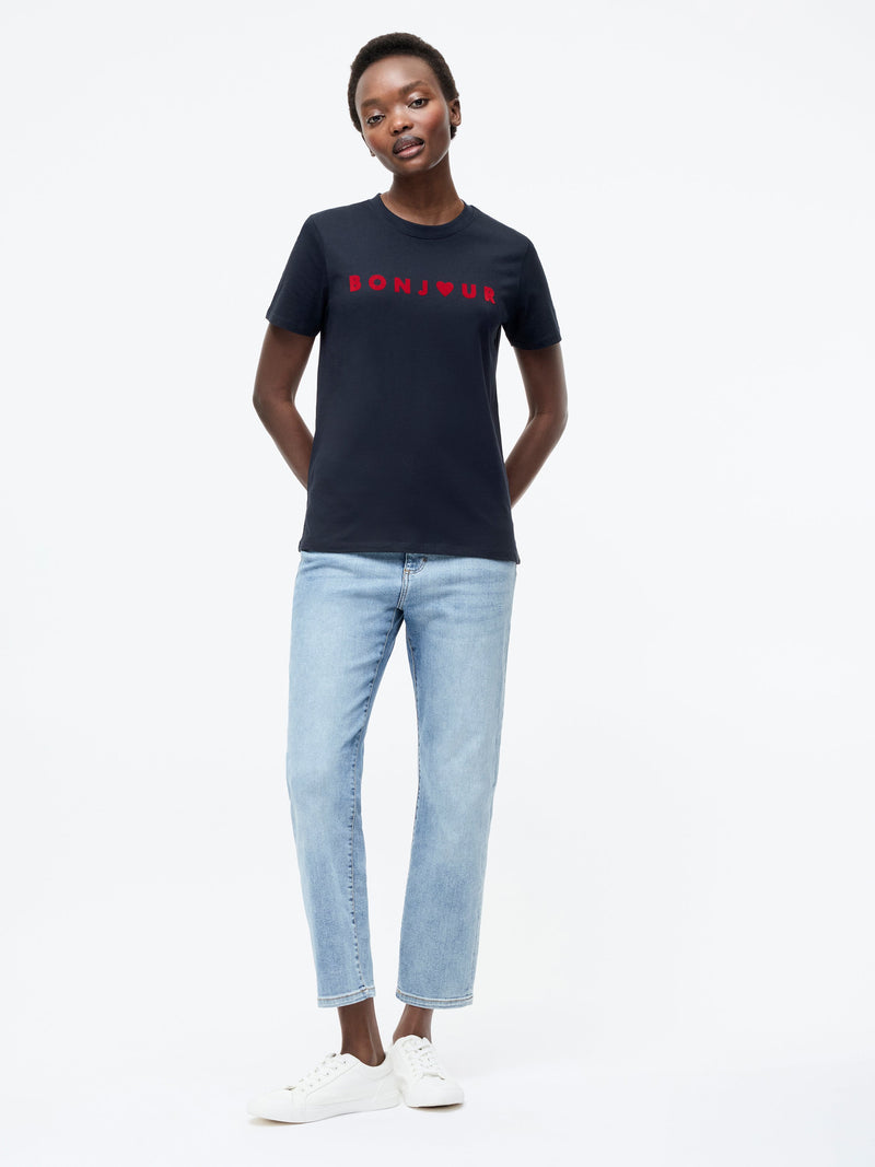 French Connection Bonjour Graphic T-Shirt Midnight/Red