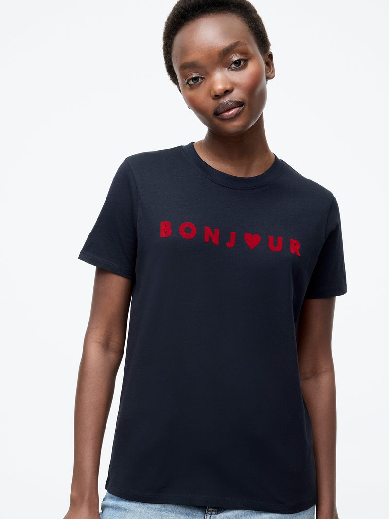 french connection Bonjour Graphic T-Shirt Midnight/Red