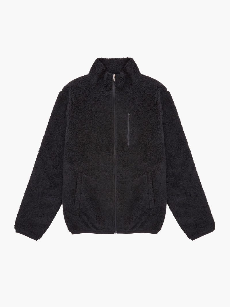 french connection Borg Funnel Neck Zip Up Jacket Black