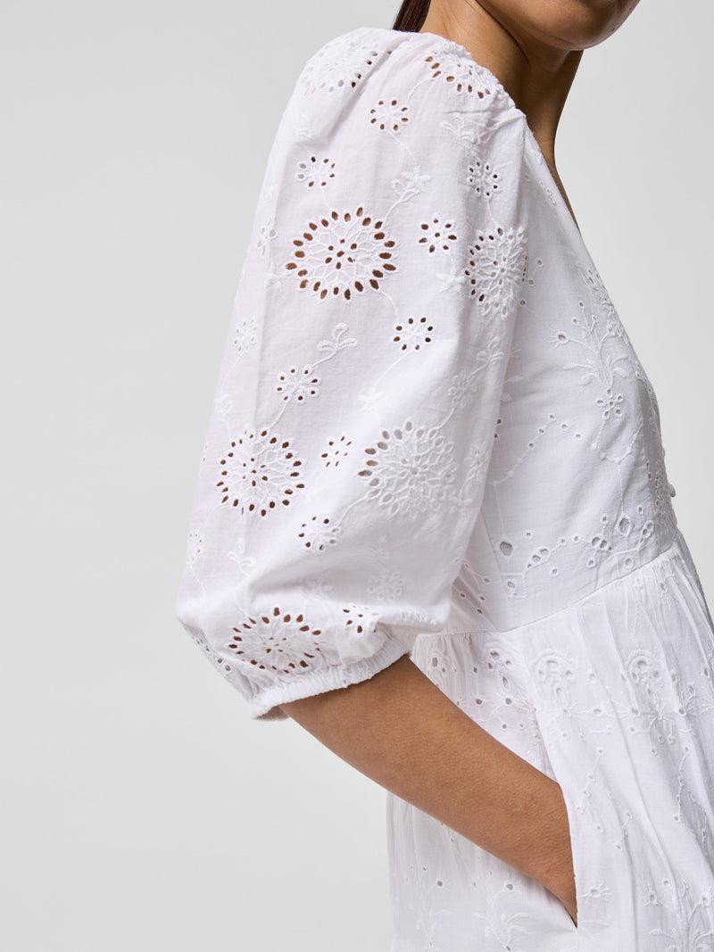 French Connection Broderie Anglaise Tiered Dress White