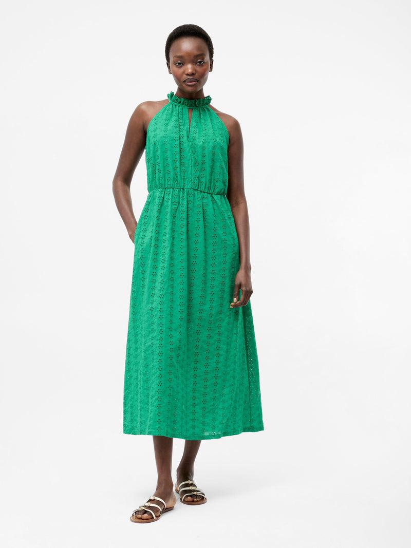 french connection Broderie Halterneck Midi Dress Jelly Bean