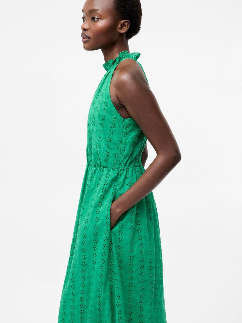 French Connection Broderie Halterneck Midi Dress Jelly Bean