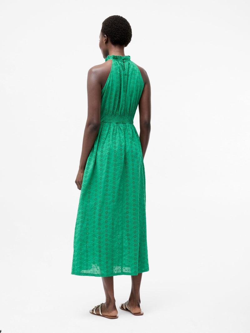 French Connection Broderie Halterneck Midi Dress Jelly Bean