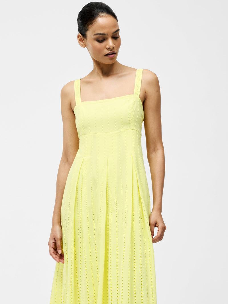 French Connection Broderie Strap Dress Lemon Gelato