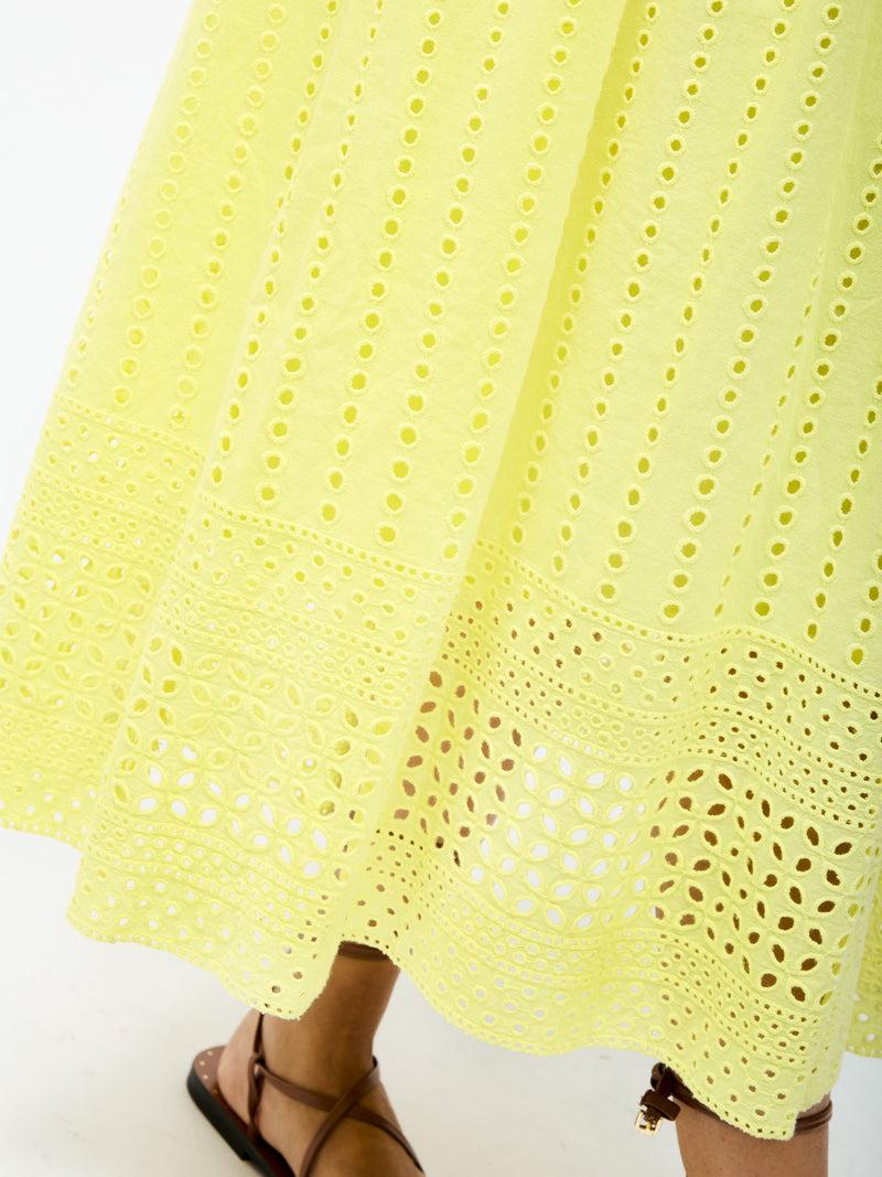French Connection Broderie Strap Dress Lemon Gelato