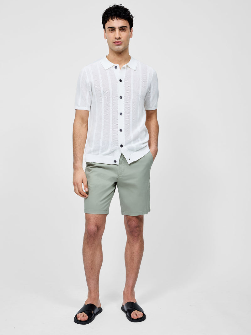 French Connection Button Down Bias Textured Short Sleeve Shirt Ecru