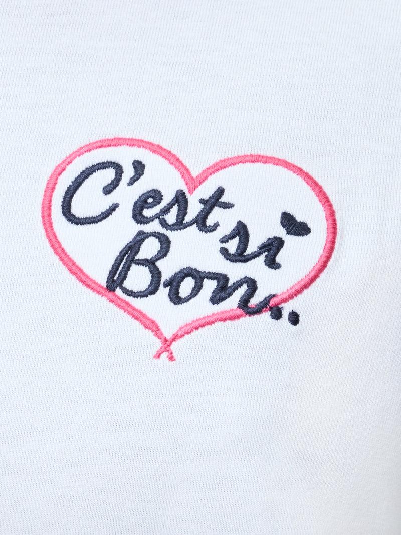 French Connection C'est Si Bon Embroidered Graphic T-Shirt White/Midnight/Rasp