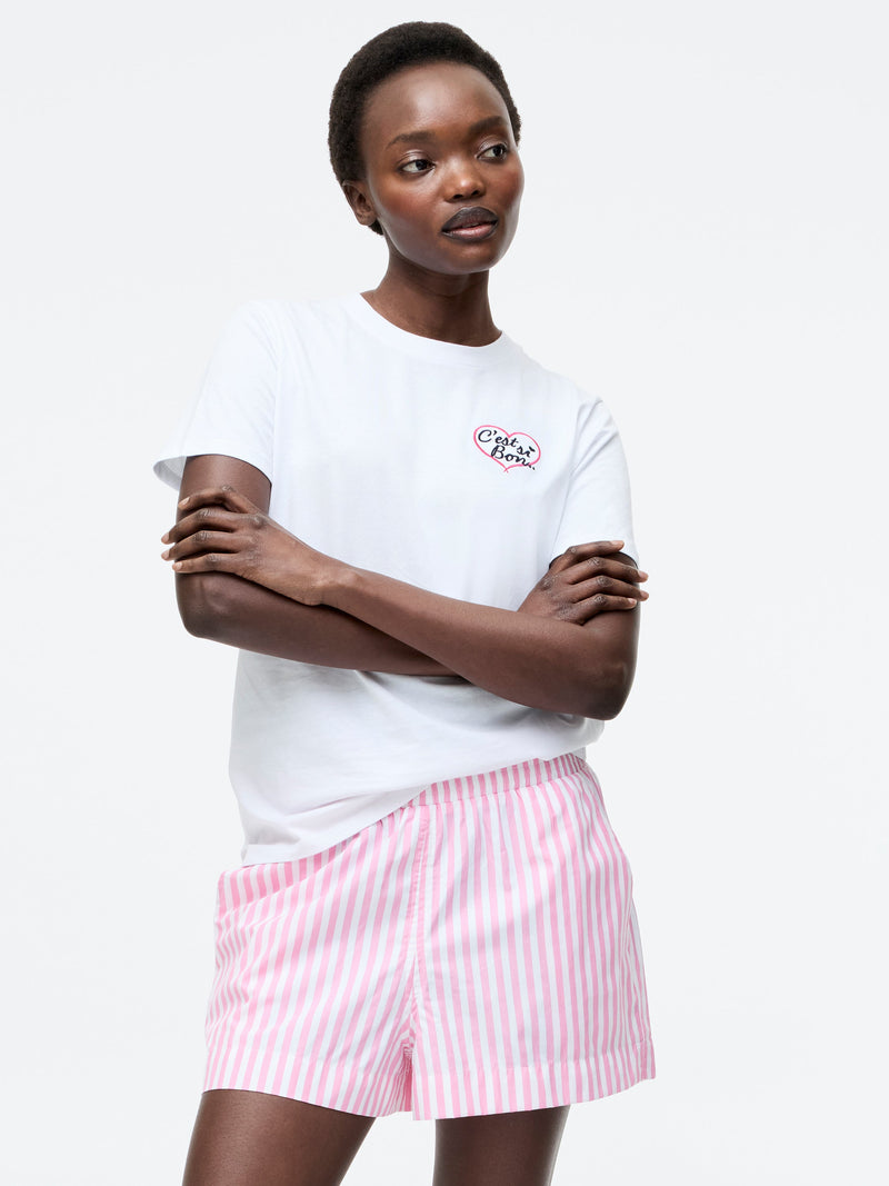 french connection C'est Si Bon Embroidered Graphic T-Shirt White/Midnight/Rasp