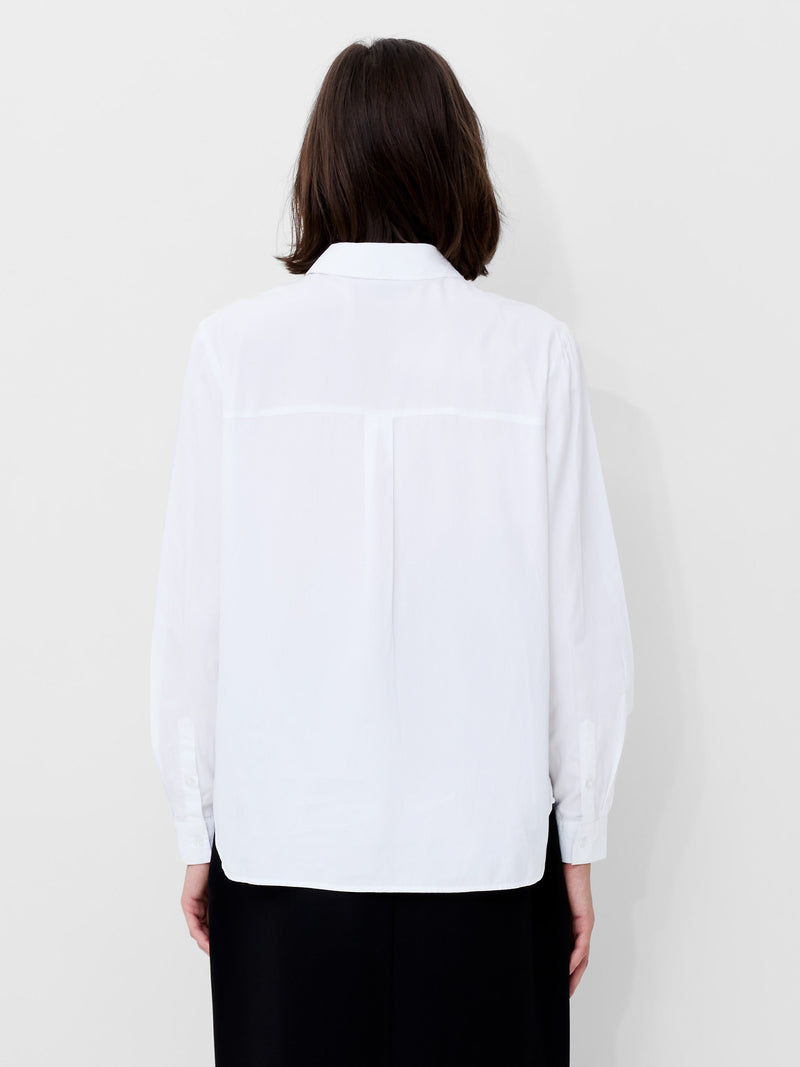 French Connection Cambria Contrast Floral Embroidered Shirt Linen White/Black