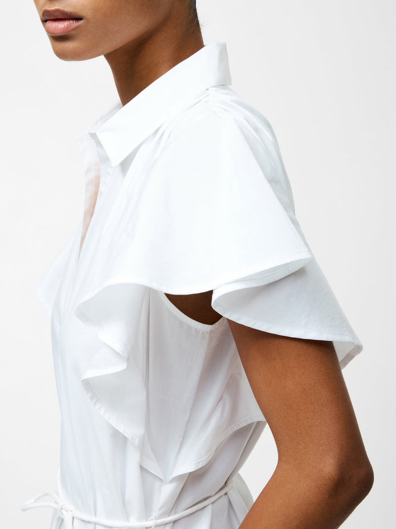 French Connection Cambria Cotton Belted Midi Dress Linen White