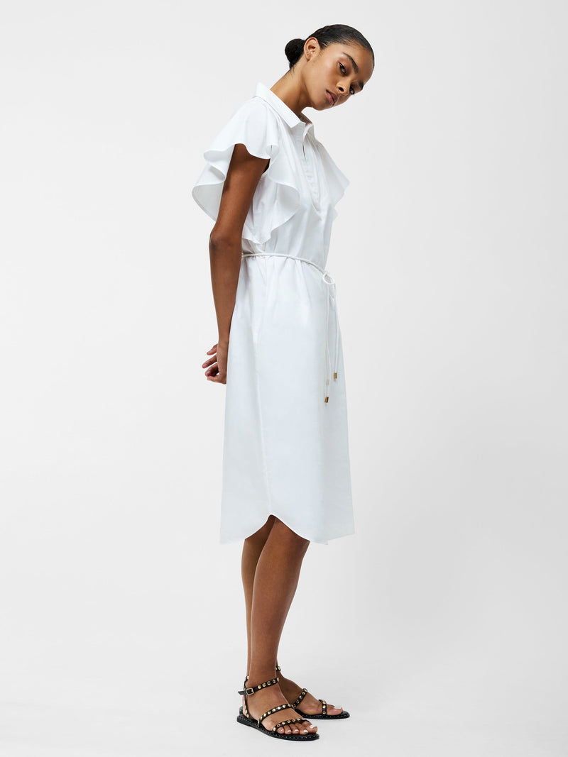 French Connection Cambria Cotton Belted Midi Dress Linen White