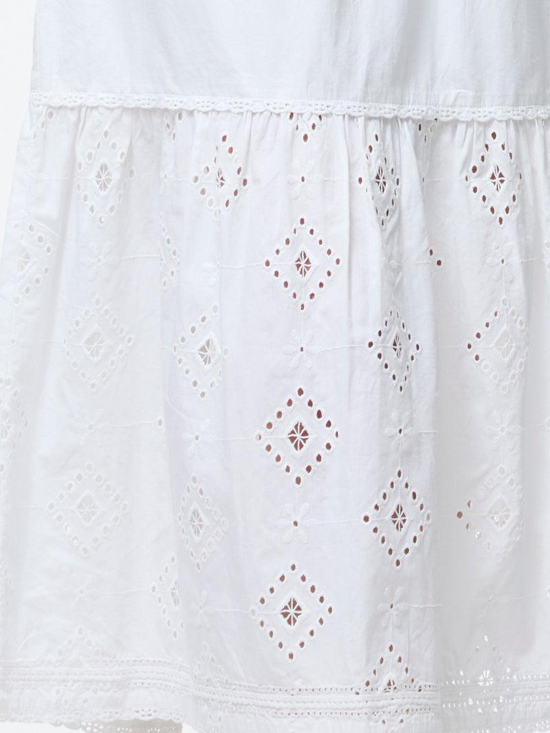 French Connection Cambria Cotton Broderie Midi Dress Linen White