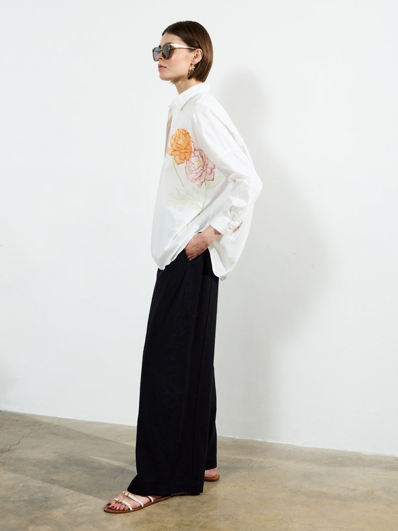 French Connection Cambria Cotton Popover Shirt Linen White