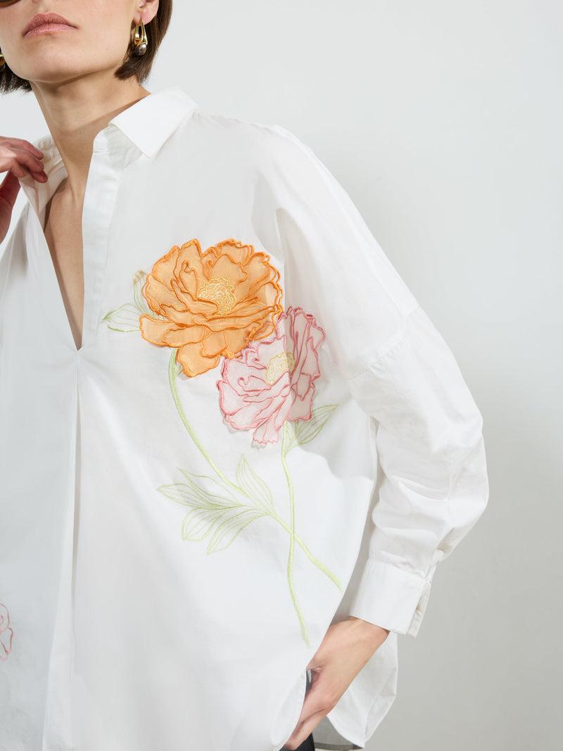 French Connection Cambria Cotton Popover Shirt Linen White