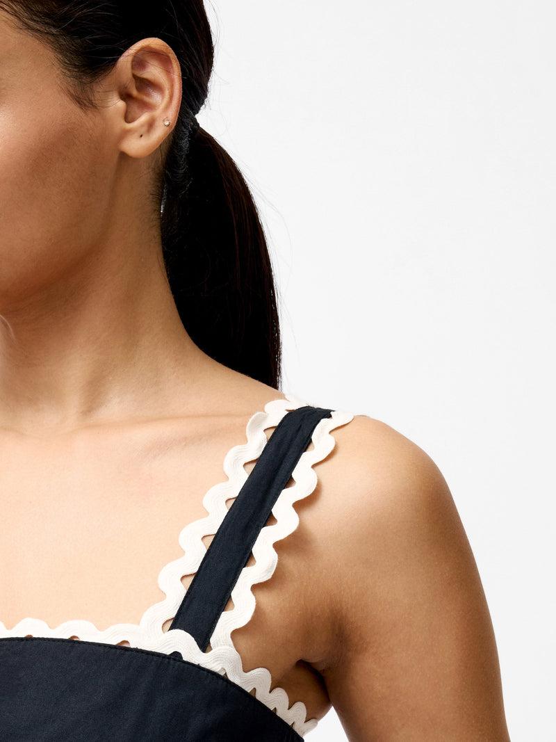 French Connection Cambria Cotton Ricrac Dress Black