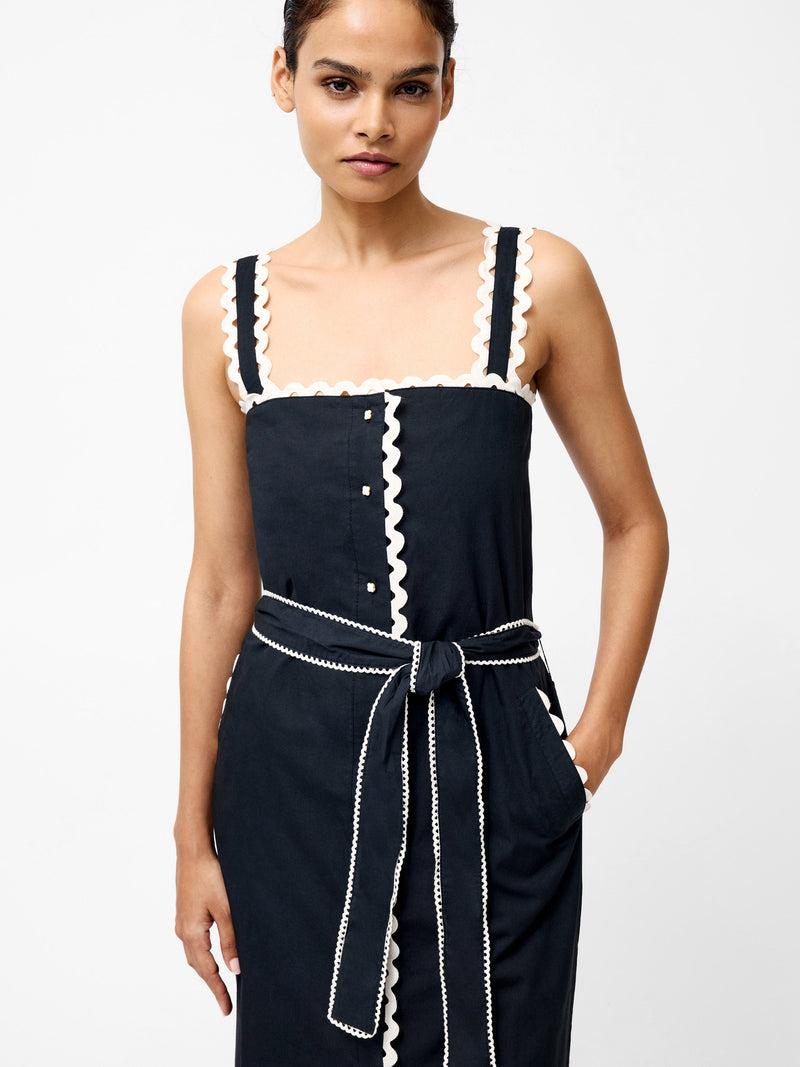 French Connection Cambria Cotton Ricrac Dress Black