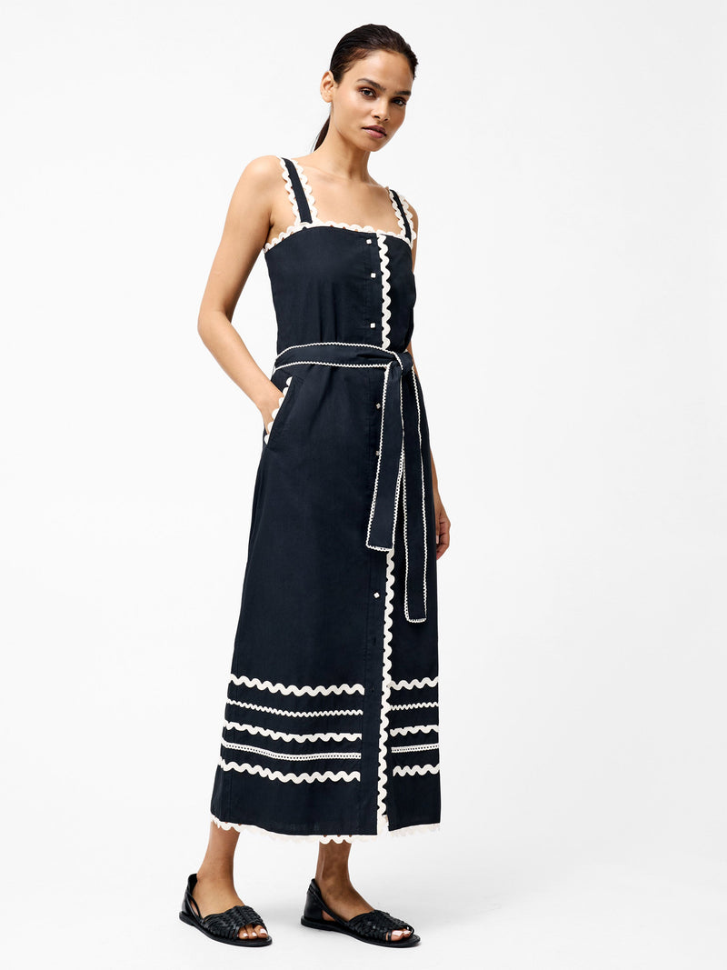 french connection Cambria Cotton Ricrac Dress Black